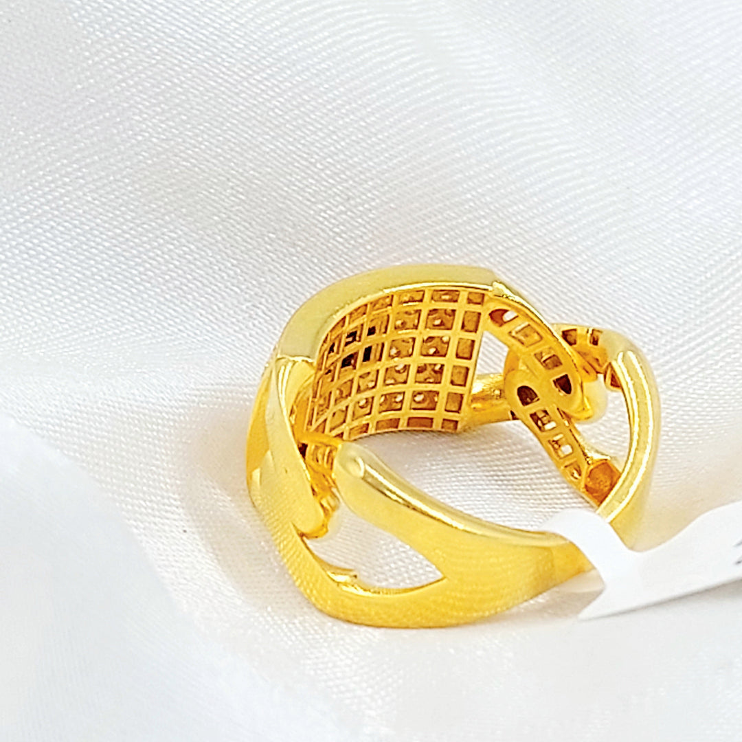 Zircon Studded Cuban Links Ring Made of 21K Gold by Saeed Jewelry 