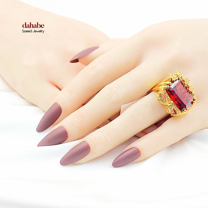 21K خاتم اكسترا مرصع-مجوهرات الشيخ سعيد-Saeed Jewelry 