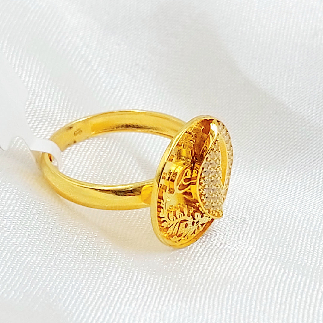 Zircon Studded Rashadi Ring Made of 21K Gold by Saeed Jewelry 