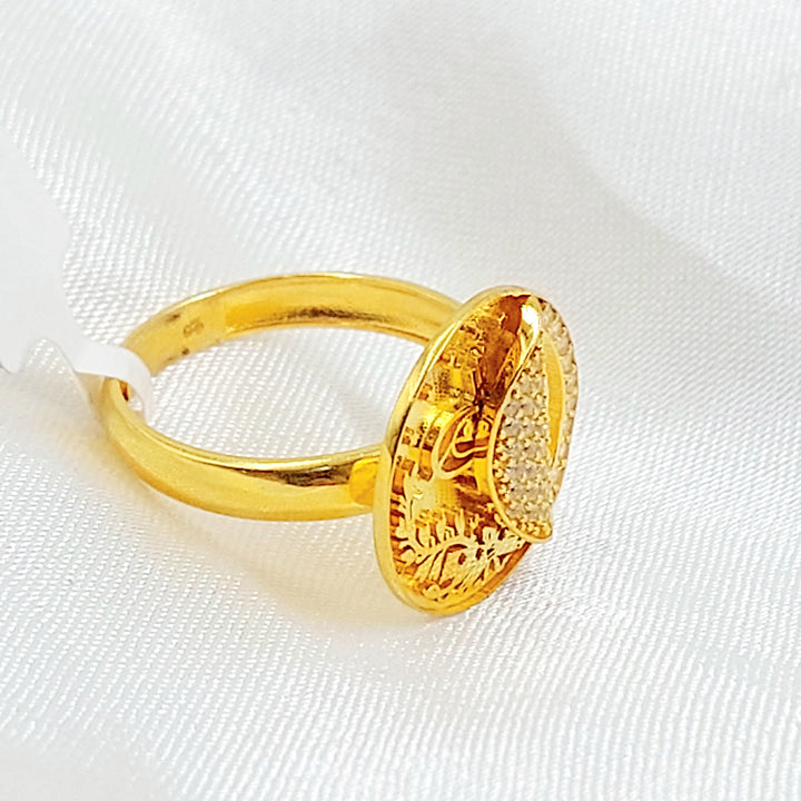 Zircon Studded Rashadi Ring Made of 21K Gold by Saeed Jewelry 
