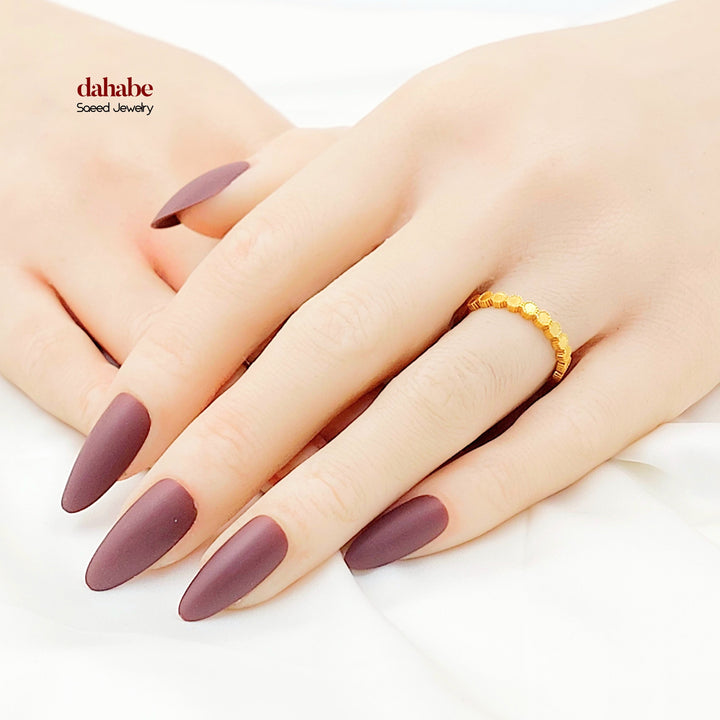 Zircon Studded Deluxe Ring Made of 21K Gold by Saeed Jewelry 