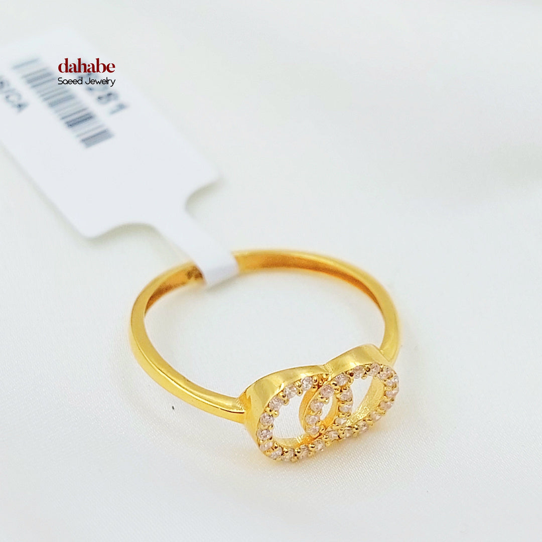 Zircon Studded Deluxe Ring Made of 21K Gold by Saeed Jewelry 