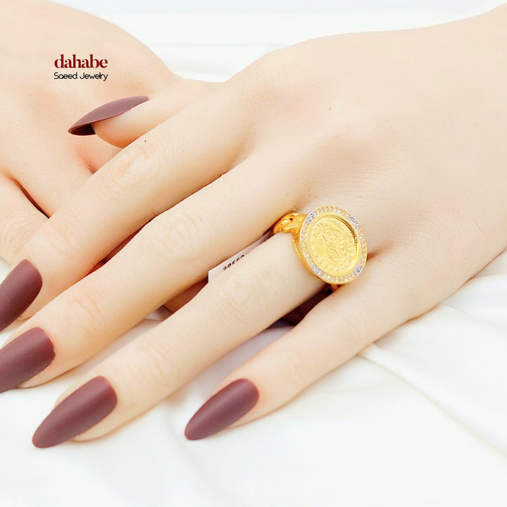 21K Gold Ottoman Coin-Inspired Halo Ring