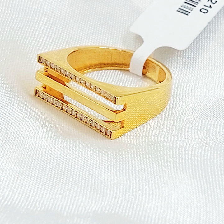 Zircon Studded Deluxe Ring Made of 21K Gold by Saeed Jewelry 