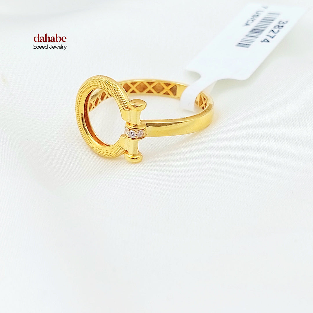 Zircon Studded Deluxe Ring Made of 21K Gold by Saeed Jewelry 