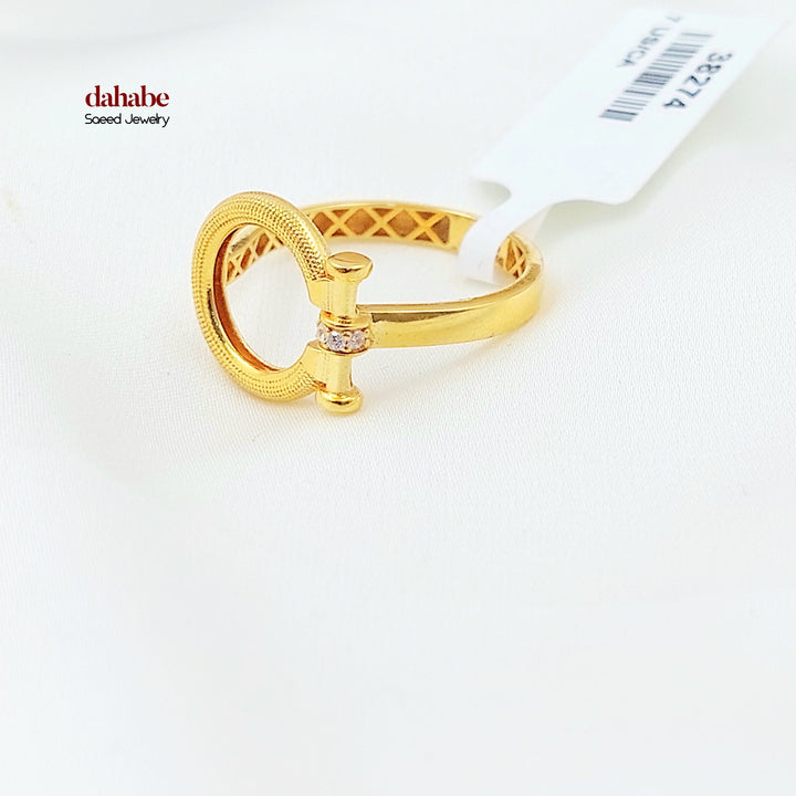 Zircon Studded Deluxe Ring Made of 21K Gold by Saeed Jewelry 
