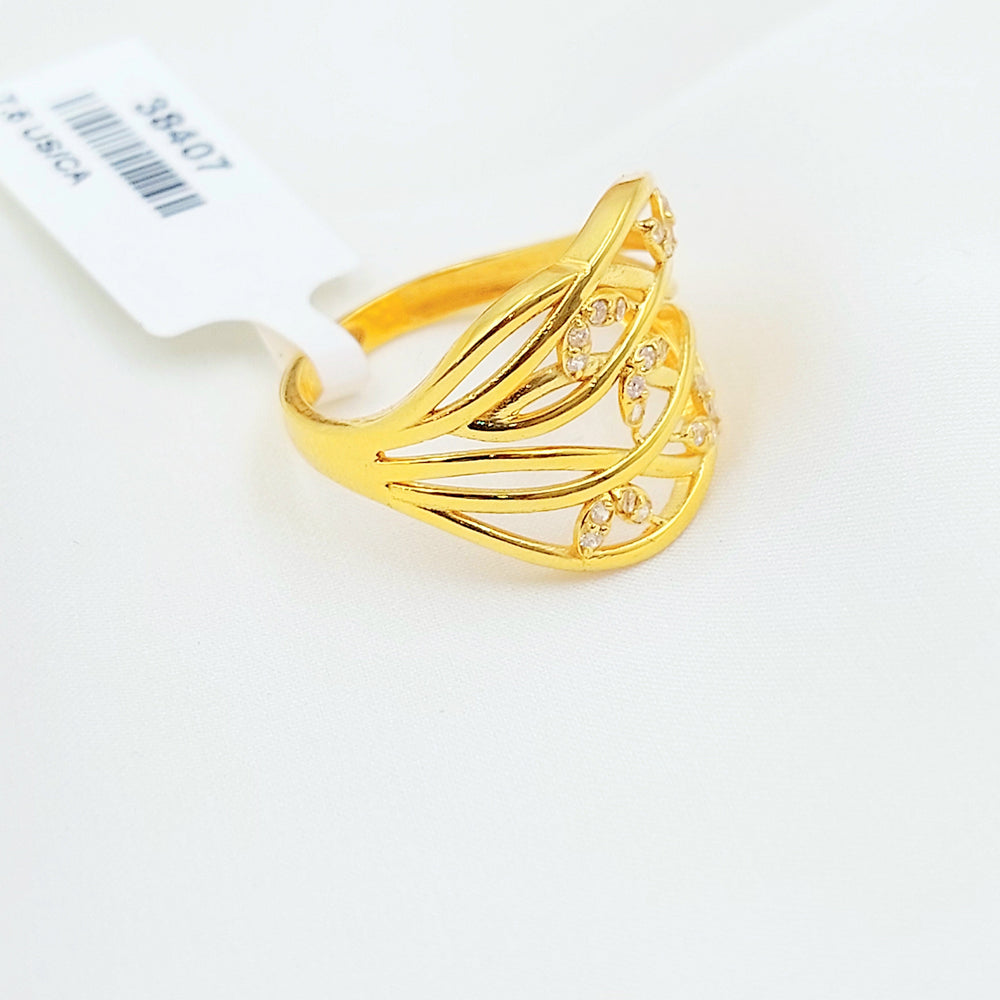 Zircon Studded Deluxe Ring Made of 21K Gold by Saeed Jewelry 