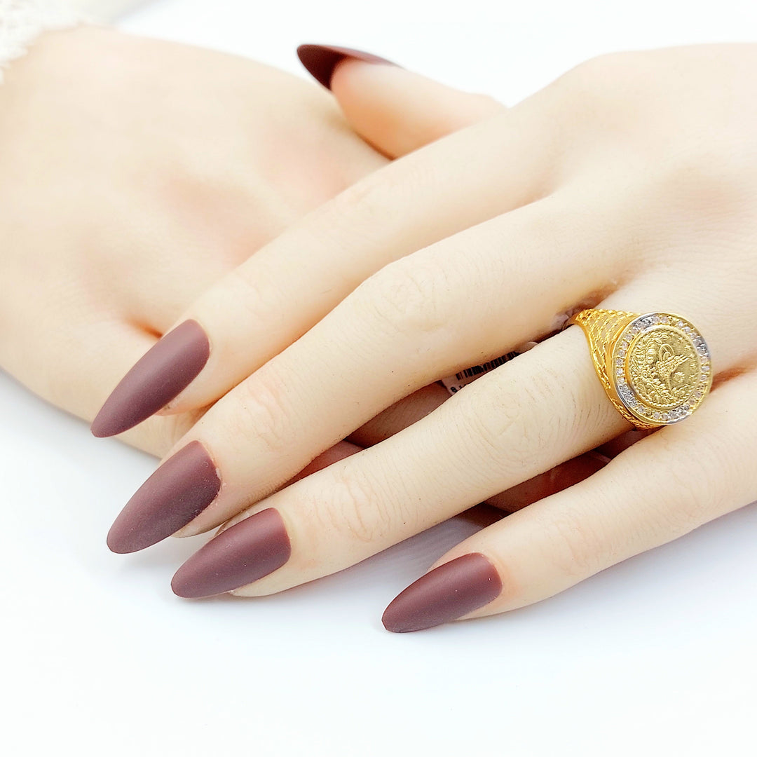 Zircon Studded Rashadi Ring Made of 21K Gold by Saeed Jewelry 