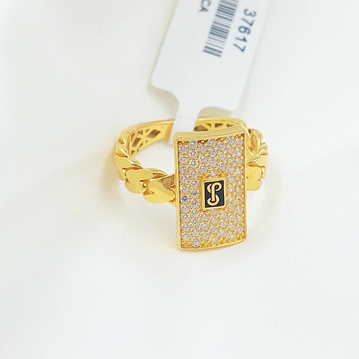 21K خاتم جنزير مرصع-مجوهرات الشيخ سعيد-Saeed Jewelry 