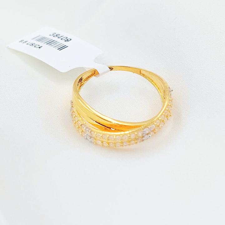 Zircon Studded Deluxe Ring Made of 21K Gold by Saeed Jewelry 