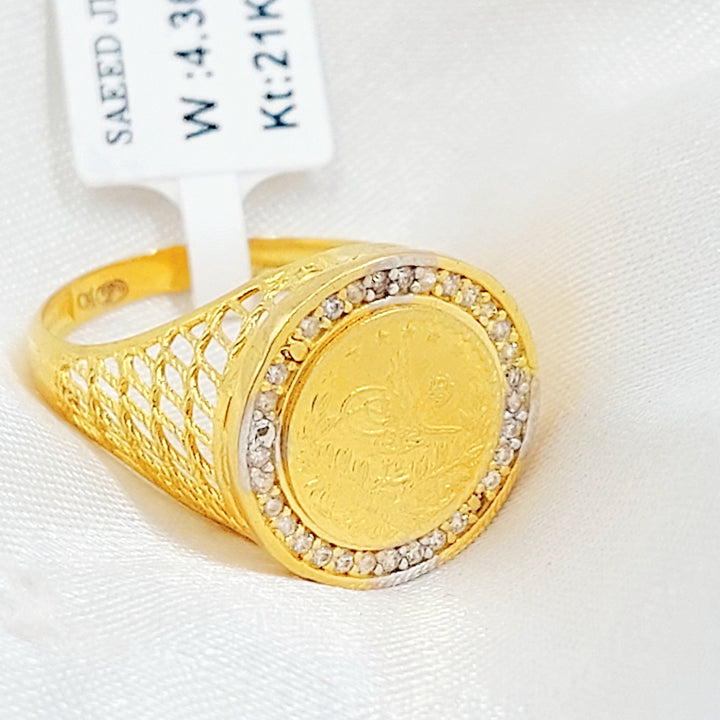 Zircon Studded Rashadi Ring Made of 21K Gold by Saeed Jewelry 