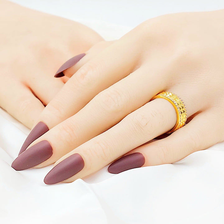 Zircon Studded Deluxe Ring Made of 21K Gold by Saeed Jewelry 