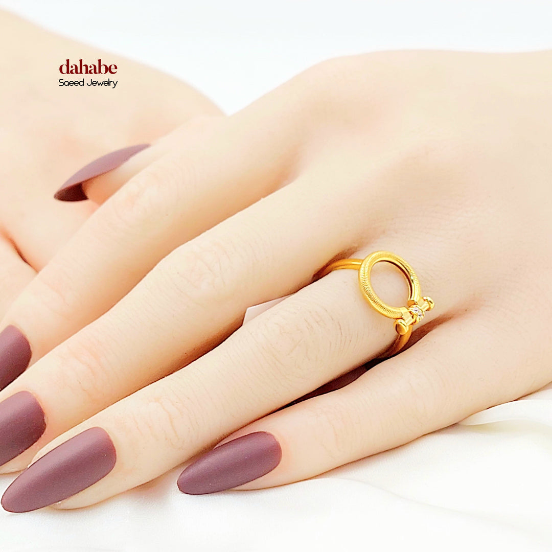 Zircon Studded Deluxe Ring Made of 21K Gold by Saeed Jewelry 