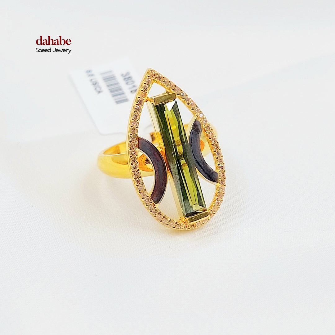 21K خاتم اكسترا مرصع-مجوهرات الشيخ سعيد-Saeed Jewelry 