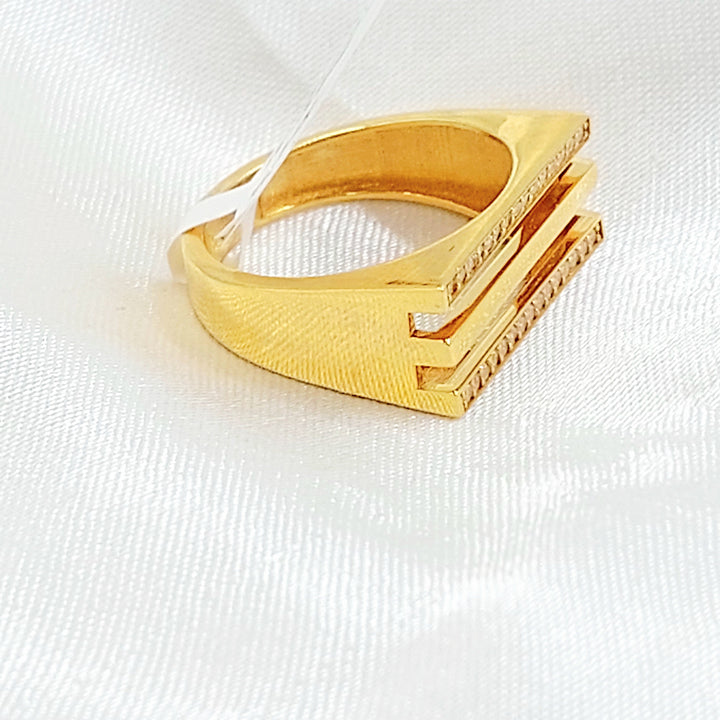 Zircon Studded Deluxe Ring Made of 21K Gold by Saeed Jewelry 