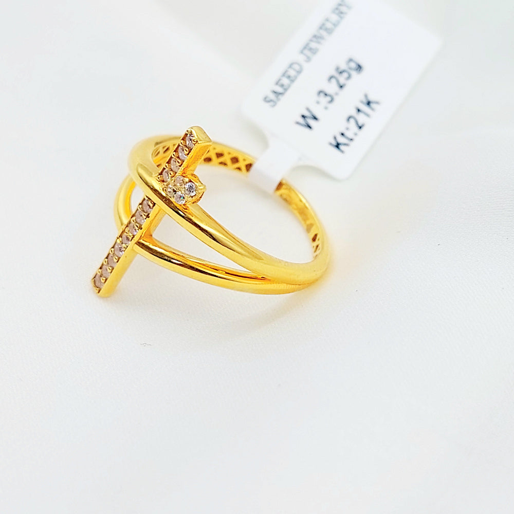 21K خاتم اكسترا مرصع-مجوهرات الشيخ سعيد-Saeed Jewelry 