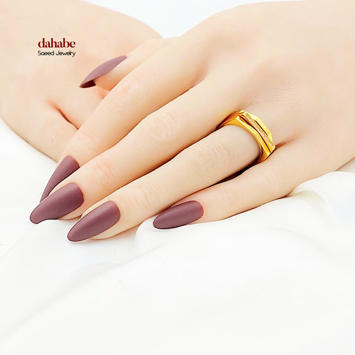 Zircon Studded Deluxe Ring Made of 21K Gold by Saeed Jewelry 