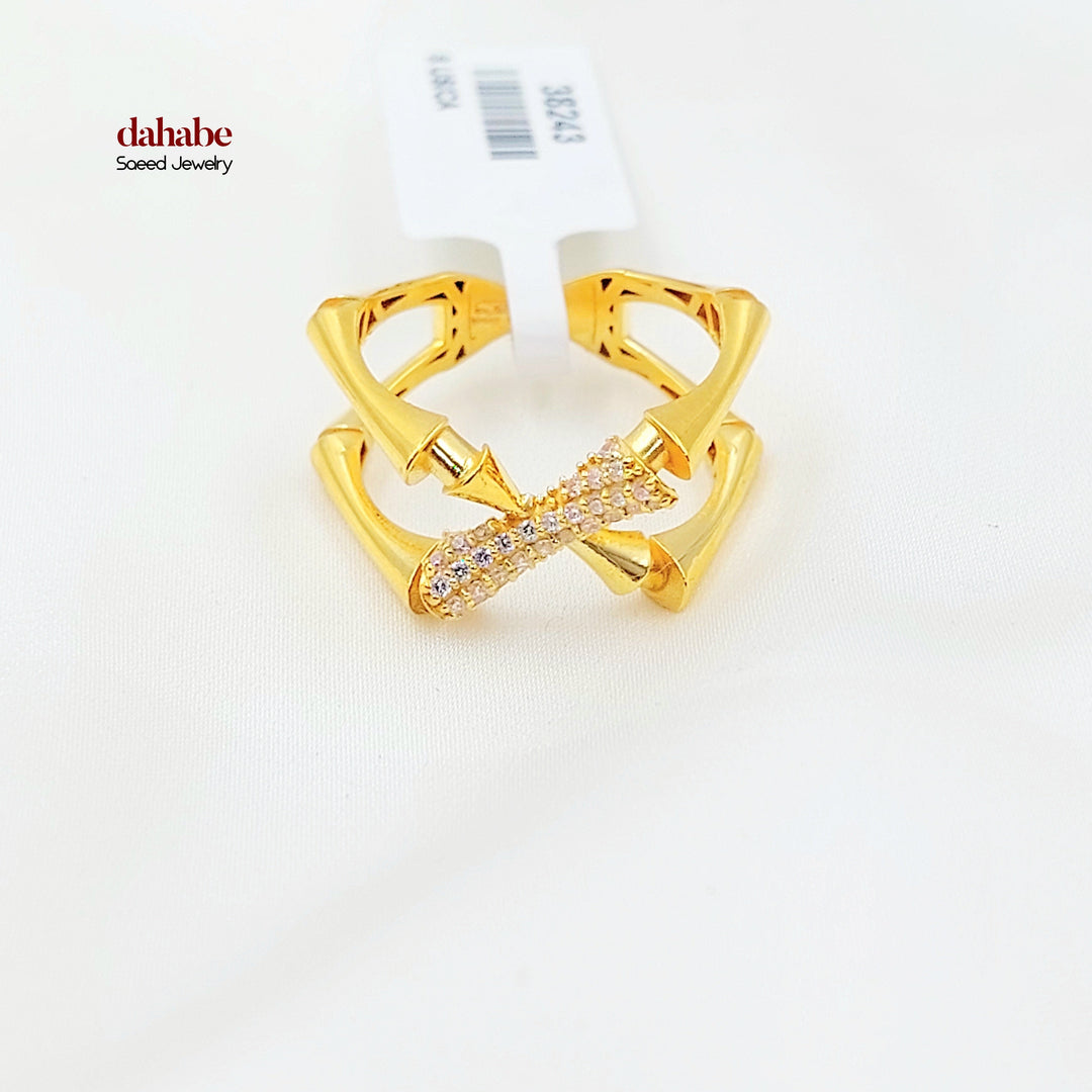 Zircon Studded Deluxe Ring Made of 21K Gold by Saeed Jewelry 