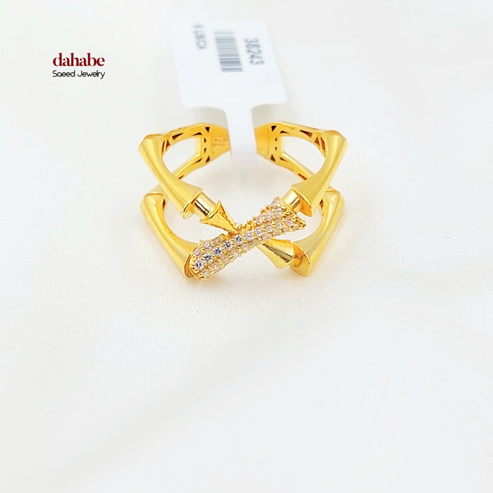 Zircon Studded Deluxe Ring Made of 21K Gold by Saeed Jewelry 
