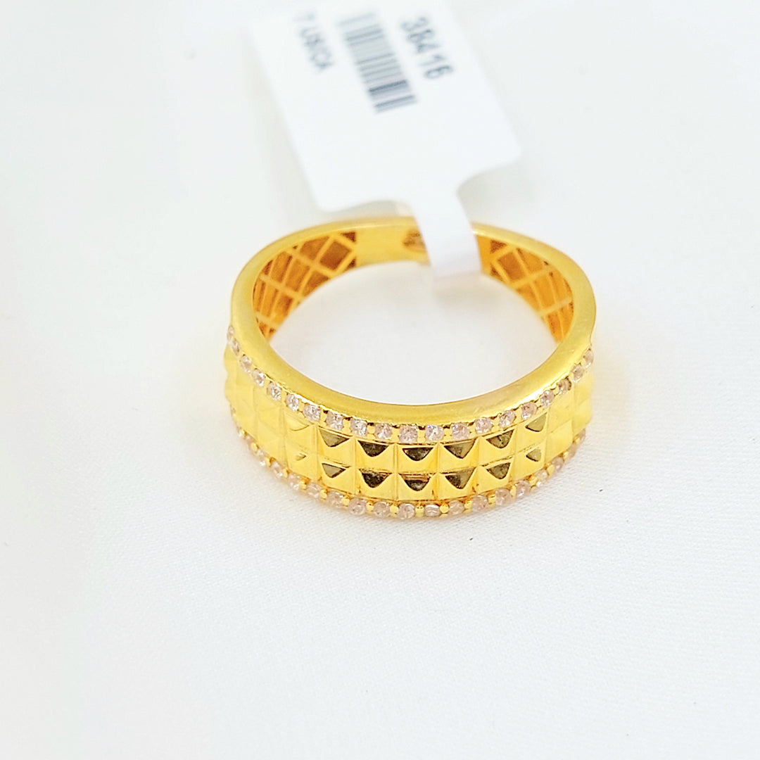 Zircon Studded Deluxe Ring Made of 21K Gold by Saeed Jewelry 