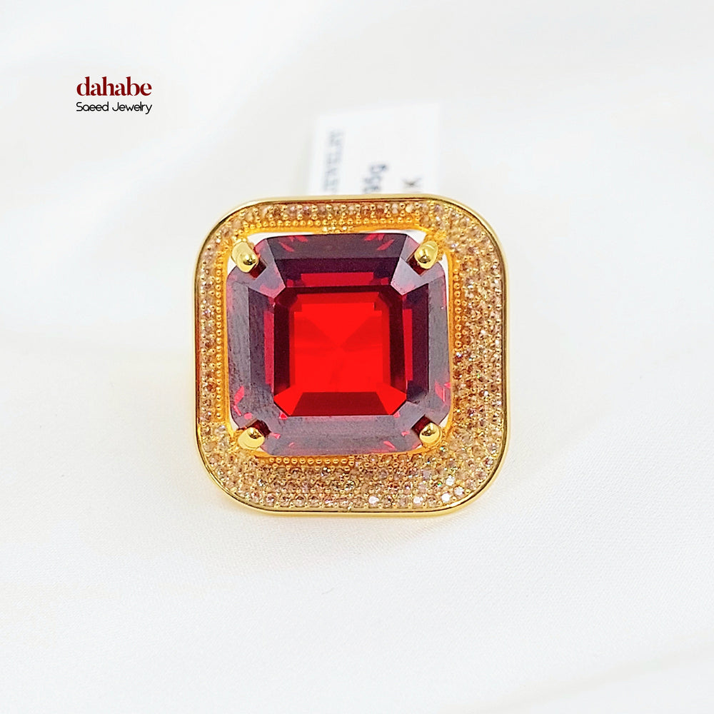 21K خاتم اكسترا مرصع-مجوهرات الشيخ سعيد-Saeed Jewelry 
