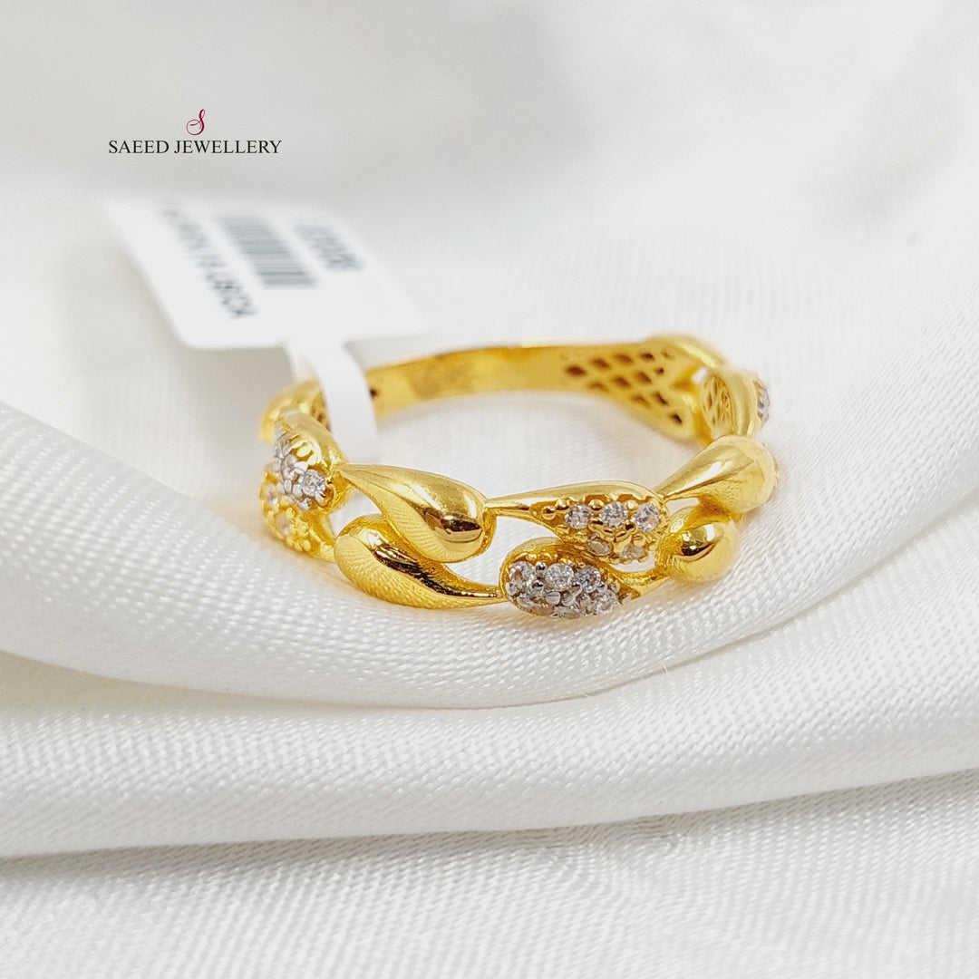 21K Gold Zircon Studded Tears Ring by Saeed Jewelry - Image 2