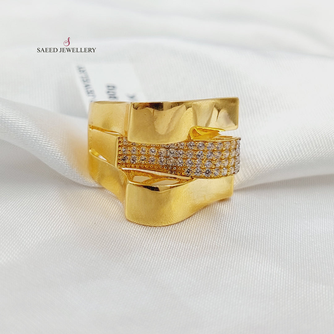 Zircon Studded Pyramid Ring Made of 21K Gold by Saeed Jewelry 