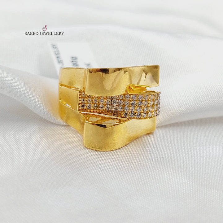 Zircon Studded Pyramid Ring Made of 21K Gold by Saeed Jewelry 