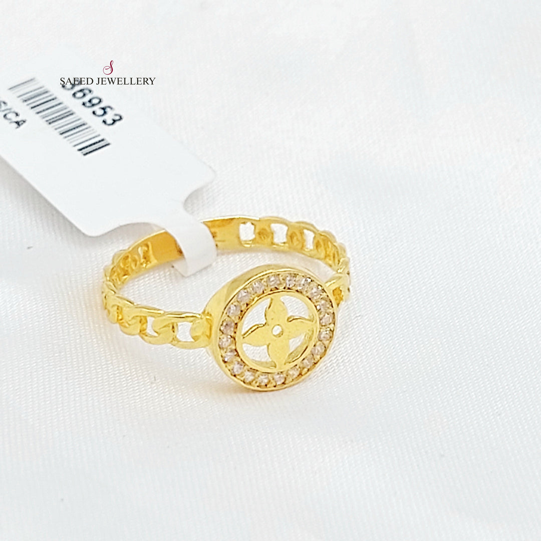 21K خاتم وردة مرصع-مجوهرات الشيخ سعيد-Saeed Jewelry 