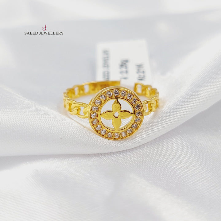 Zircon Studded Rose Ring Made of 21K Gold by Saeed Jewelry 