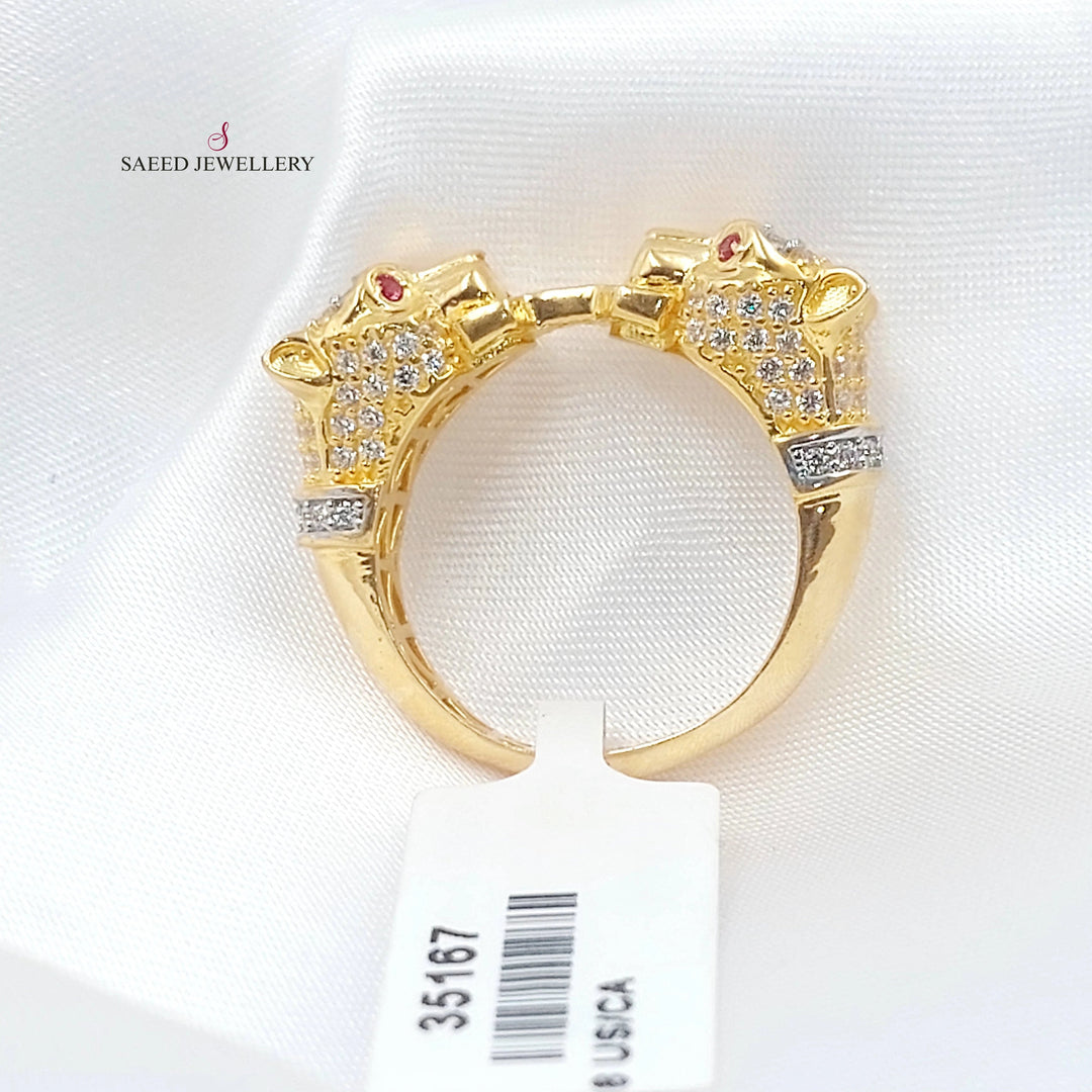 Zircon Studded Tiger Ring Made of 21K Gold by Saeed Jewelry 