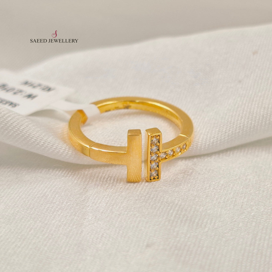 Zircon Studded Deluxe Ring Made of 21K Gold by Saeed Jewelry 