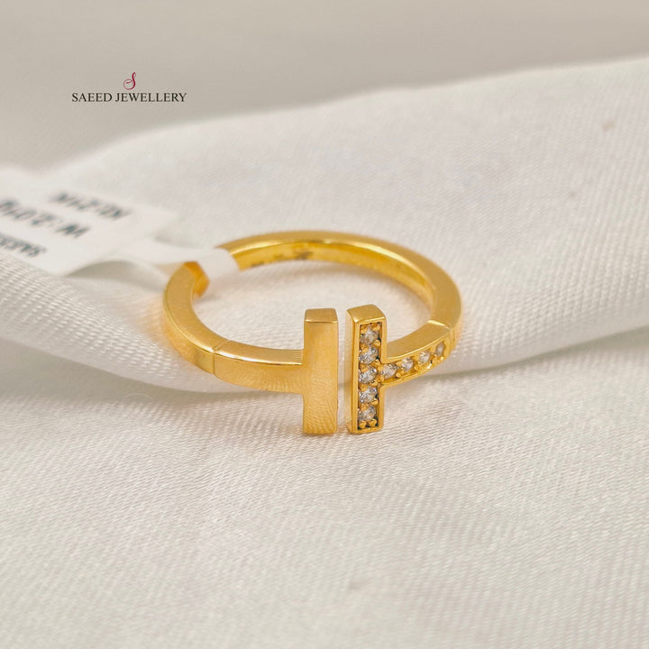 Zircon Studded Deluxe Ring Made of 21K Gold by Saeed Jewelry 