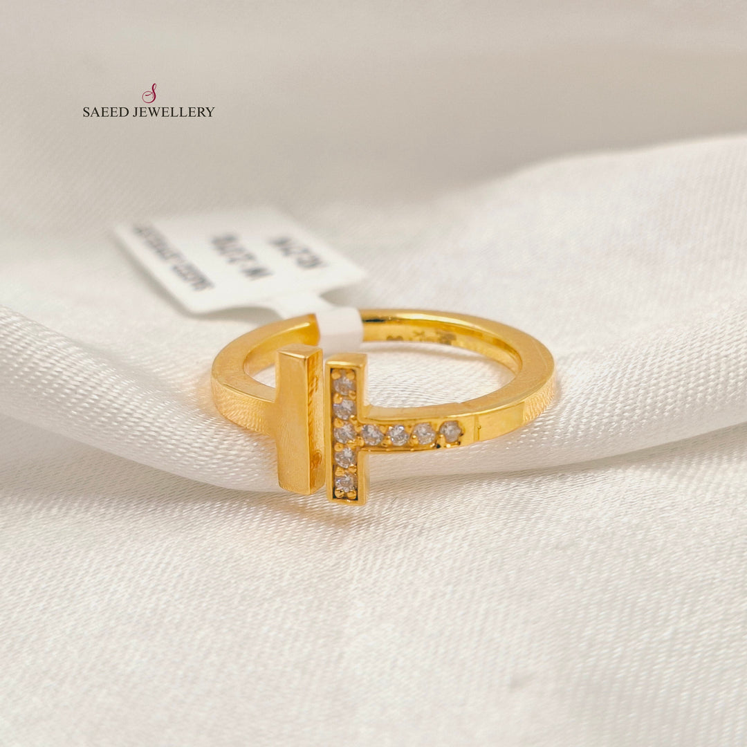 Zircon Studded Deluxe Ring Made of 21K Gold by Saeed Jewelry 