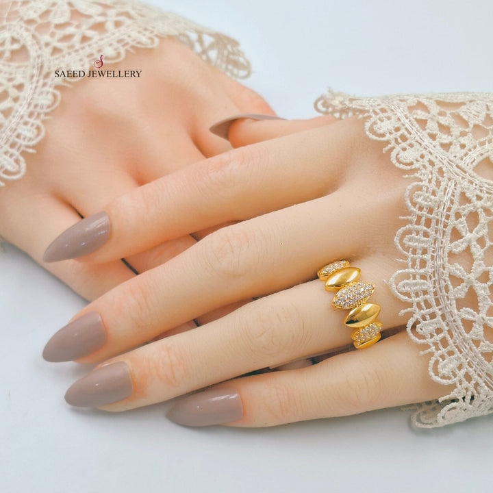 Zircon Studded Deluxe Ring Made of 21K Gold by Saeed Jewelry 