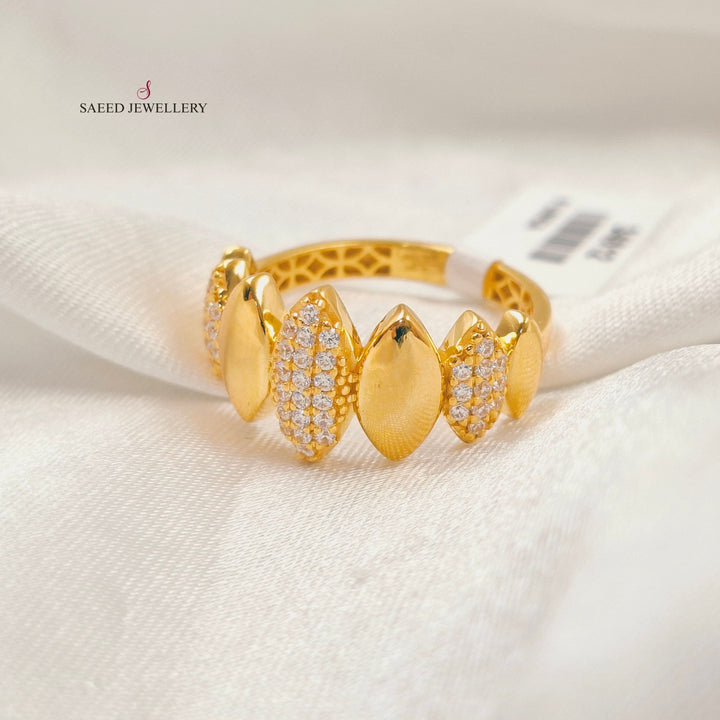 Zircon Studded Deluxe Ring Made of 21K Gold by Saeed Jewelry 