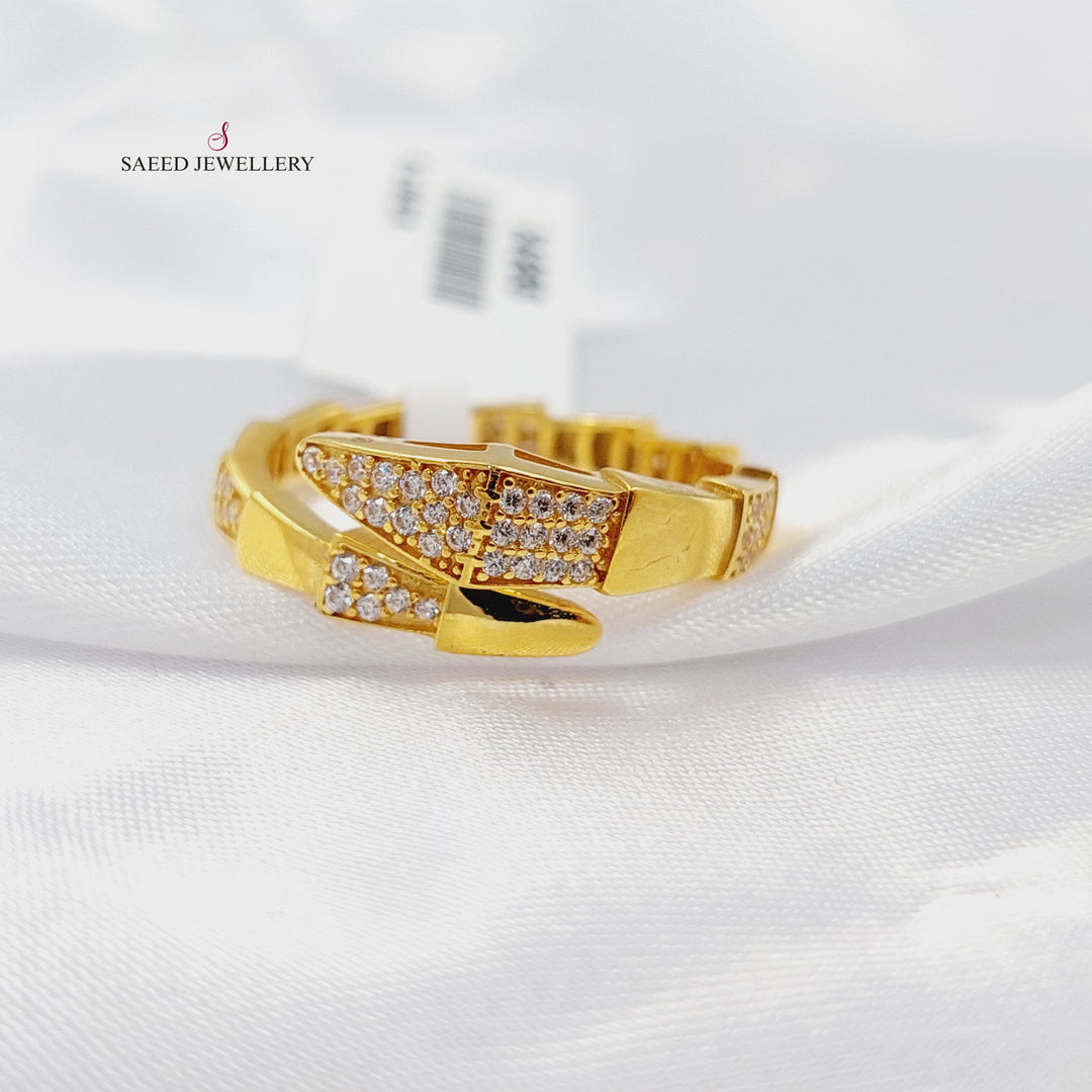 Zircon Studded Snake Ring Made of 21K Gold by Saeed Jewelry 