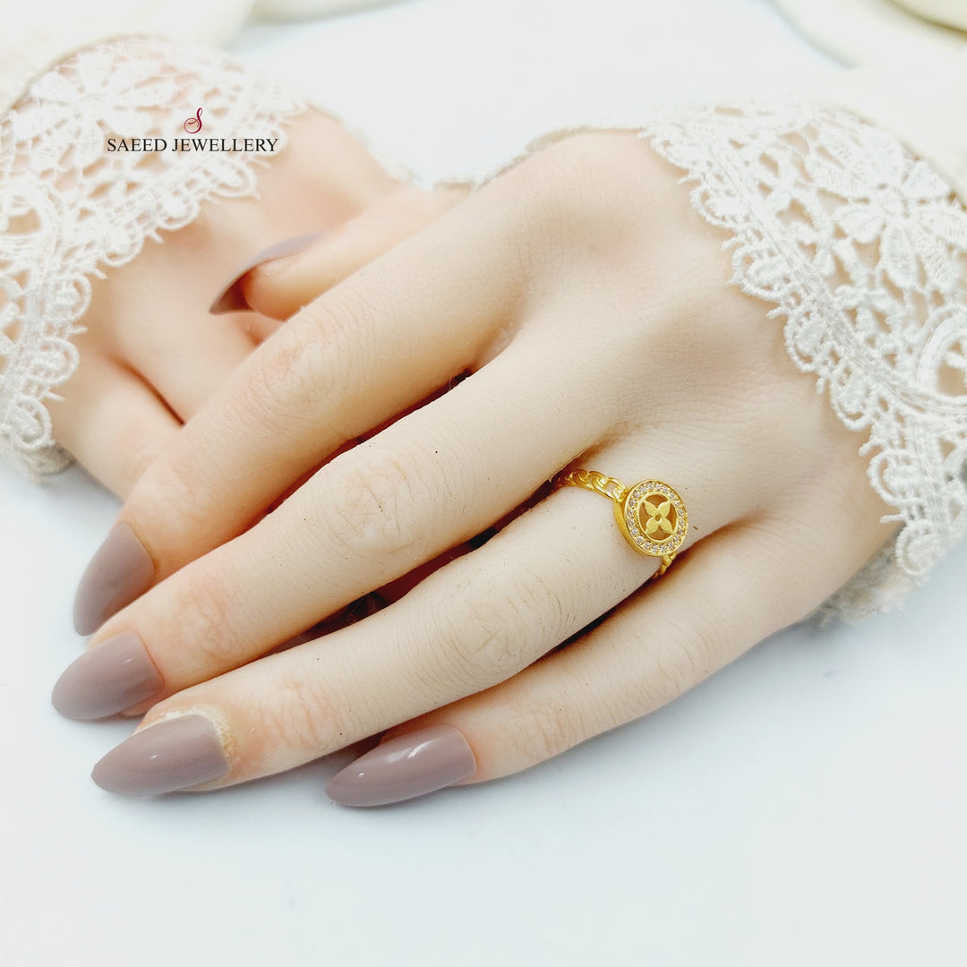 Zircon Studded Rose Ring Made of 21K Gold by Saeed Jewelry 