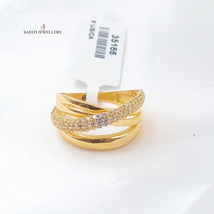 Zircon Studded Deluxe Ring Made of 21K Gold by Saeed Jewelry 