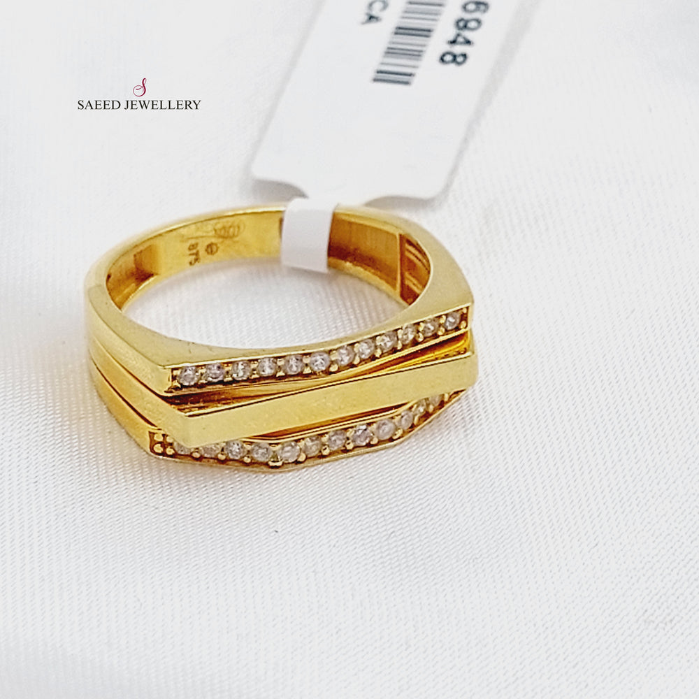 21K خاتم اكسترا مرصع-مجوهرات الشيخ سعيد-Saeed Jewelry 