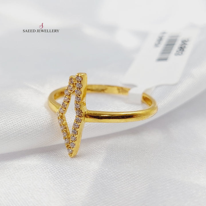 Zircon Studded Palestine Ring Made of 21K Gold by Saeed Jewelry 
