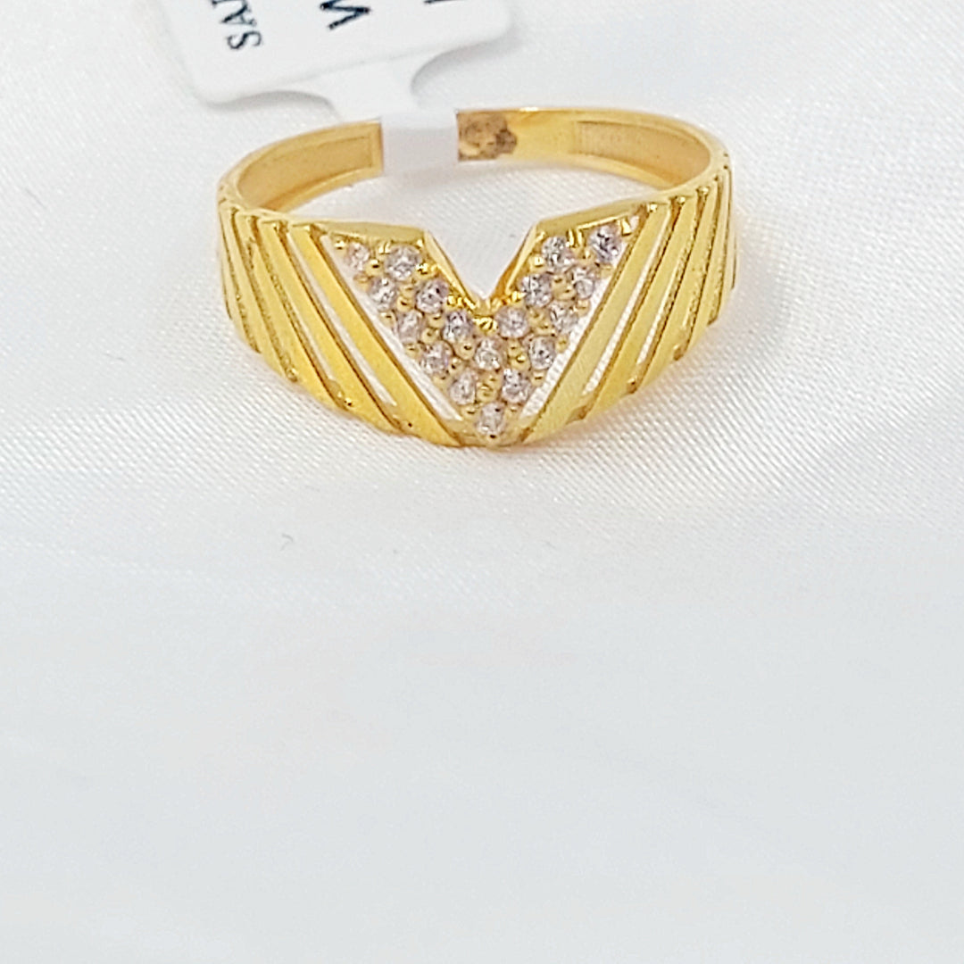 Zircon Studded Triangles Ring Made of 21K Gold by Saeed Jewelry 