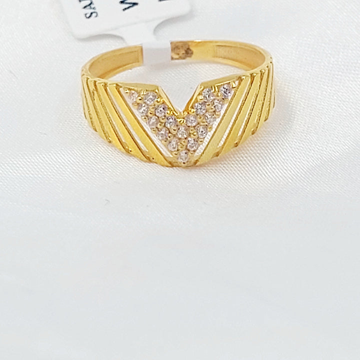 Zircon Studded Triangles Ring Made of 21K Gold by Saeed Jewelry 