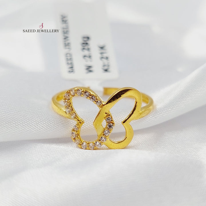 Zircon Studded Butterfly Ring Made of 21K Gold by Saeed Jewelry 