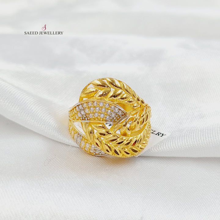 Zircon Studded Deluxe Ring Made of 21K Gold by Saeed Jewelry 