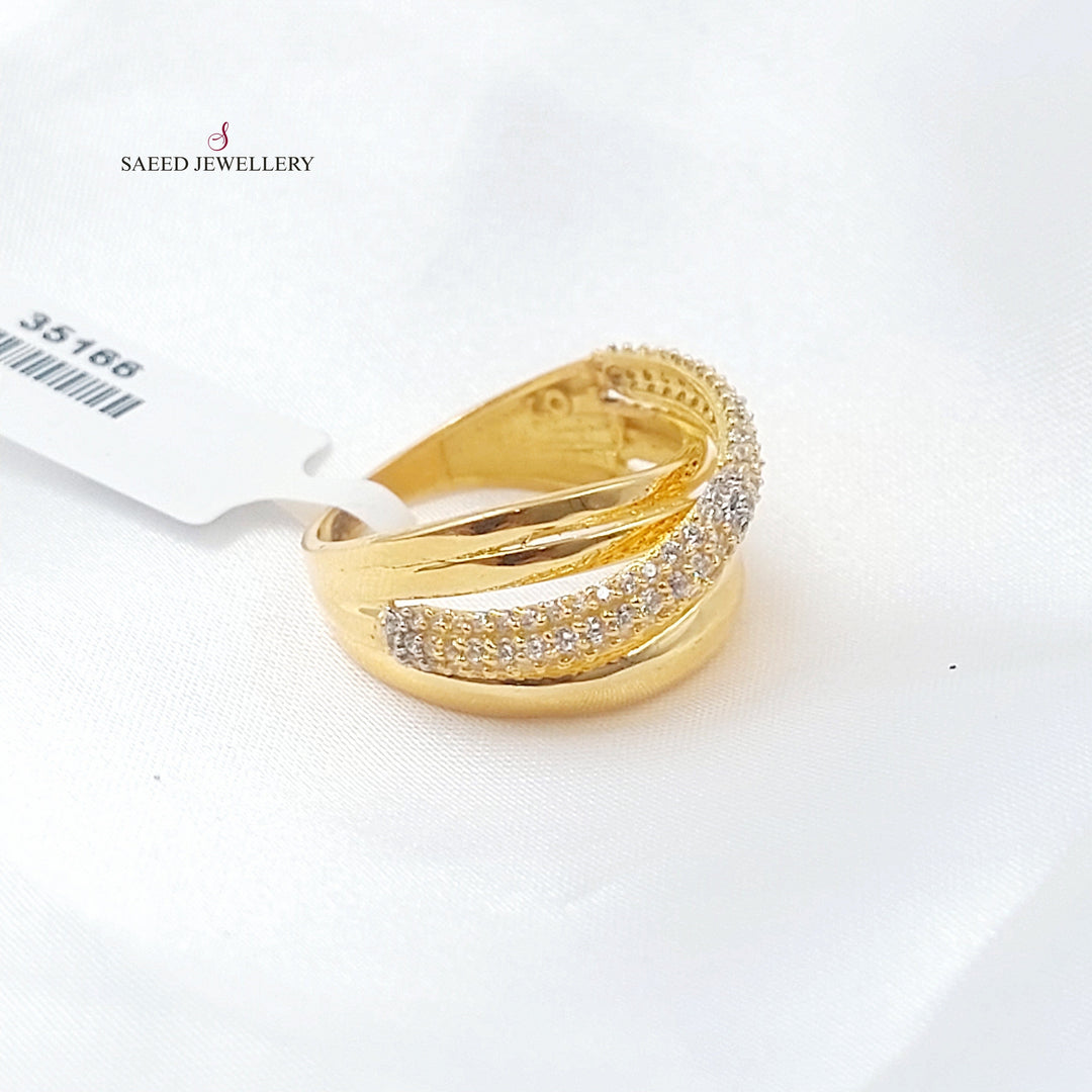 Zircon Studded Deluxe Ring Made of 21K Gold by Saeed Jewelry 