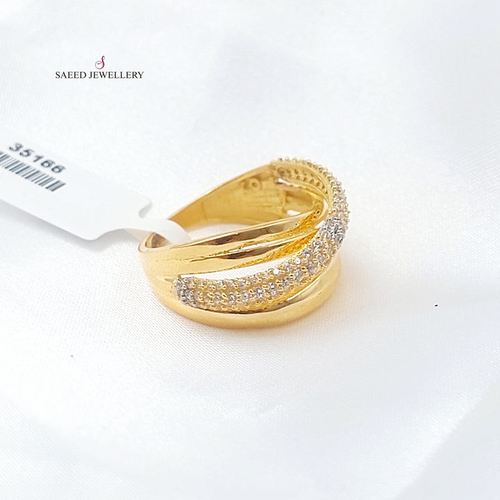Zircon Studded Deluxe Ring Made of 21K Gold by Saeed Jewelry 