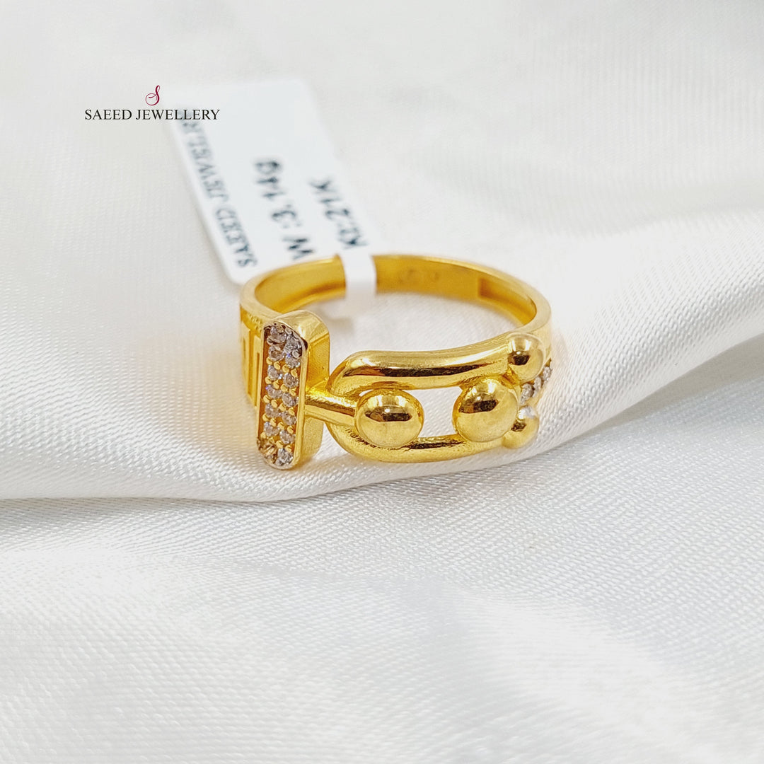 21K Gold Zircon Studded Paperclip Ring by Saeed Jewelry - Image 1