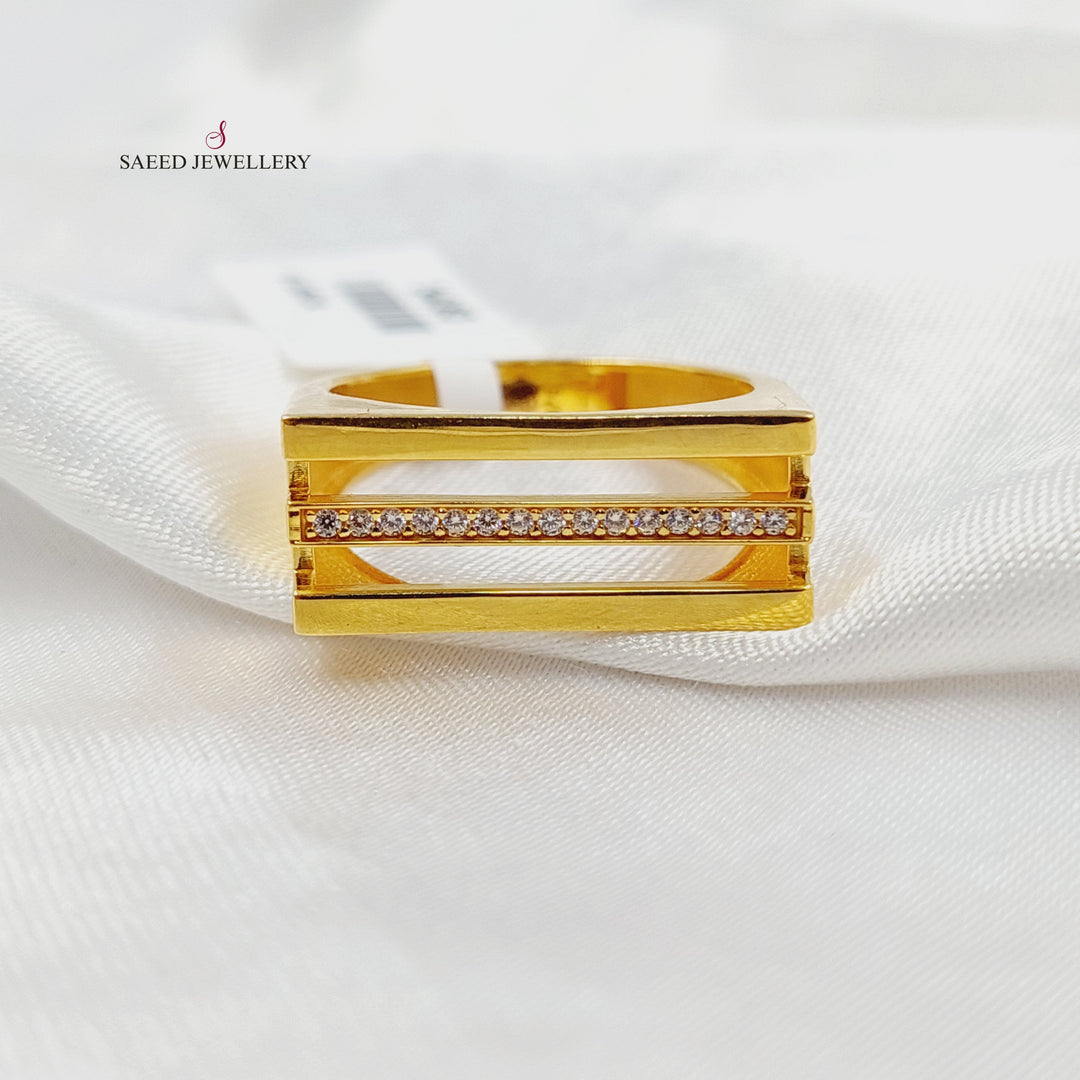 Zircon Studded Turkish Ring Made of 21K Gold by Saeed Jewelry 