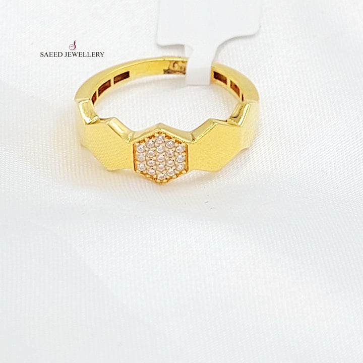 Zircon Studded Deluxe Ring Made of 21K Gold by Saeed Jewelry 
